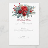 Watercolor Burgundy & Blush Roses wedding Menu (Voorkant)