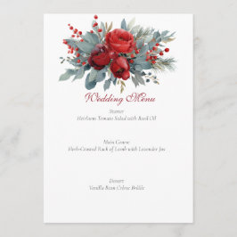 Watercolor Burgundy & Blush Roses wedding Menu
