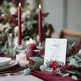 Watercolor Burgundy & Blush Rozen Bruiloft Kaart