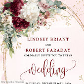 Watercolor Burgundy Blush Wedding Invitation Suite Kaart