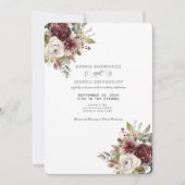 Watercolor Burgundy Floral Wedding Invitation  Kaart (Voorkant)