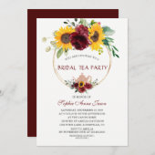 Watercolor Burgundy Zonnebloem Bruids-Theeontbijt Kaart (Voorkant / Achterkant)