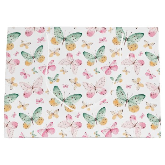 Watercolor Butterflies Pattern Groot Cadeauzakje (Voorkant)