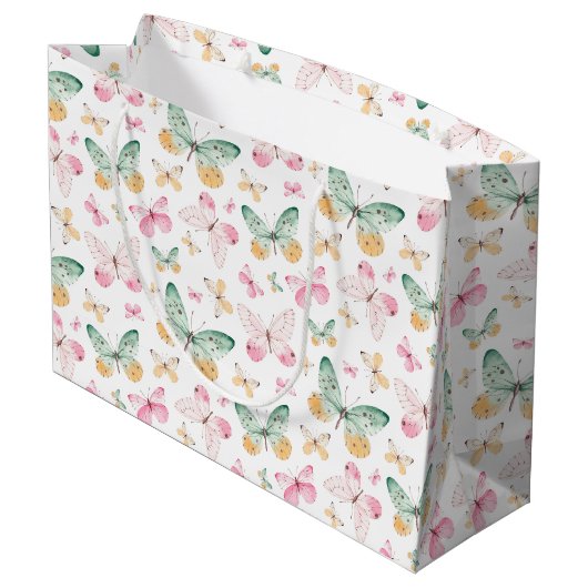 Watercolor Butterflies Pattern Groot Cadeauzakje (Achterkant Gekanteld)