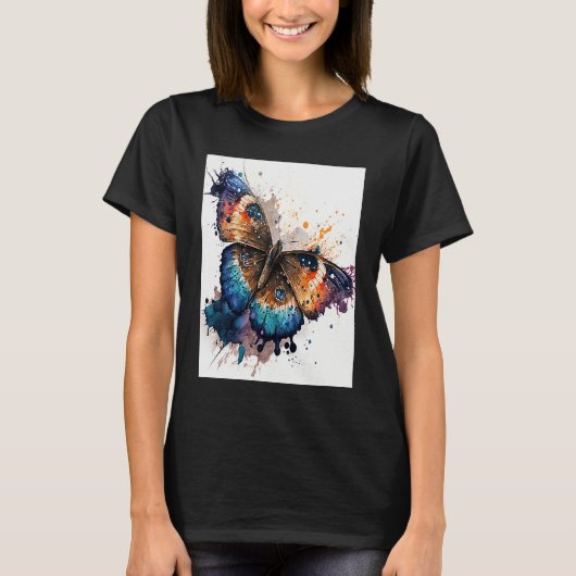 Watercolor Butterfly Beautiful Colorful T-shirt (Voorkant)