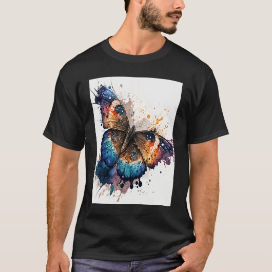 Watercolor Butterfly Beautiful Colorful T-shirt (Voorkant)