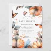 Watercolor Butterfly Bloom Baby Shower Kaart (Voorkant)