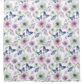 Watercolor Butterfly & Floral Shower Curtain Douchegordijn (Voorkant)