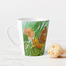 Watercolor Butterfly flower garden Latte Mok