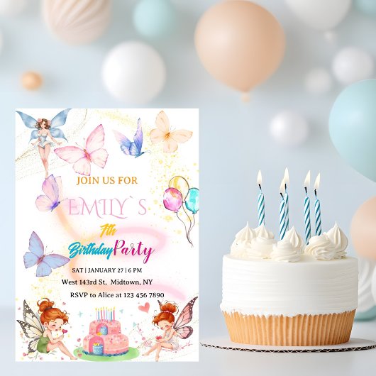 Watercolor Butterfly Magical Fairy Birthday Kaart