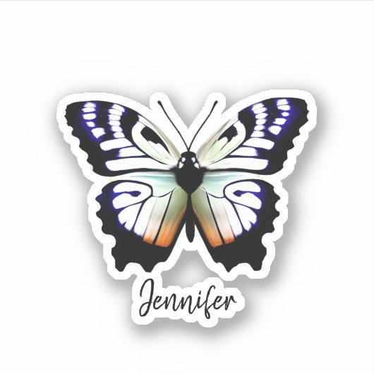 Watercolor butterfly monogram name cut sticker (Voorkant)