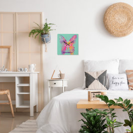 Watercolor Butterfly Peace Signs Girls Aqua Vierkante Klok