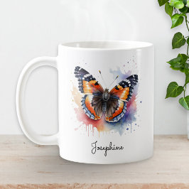 Watercolor Butterfly Red Admiral Personalized Mug Koffiemok
