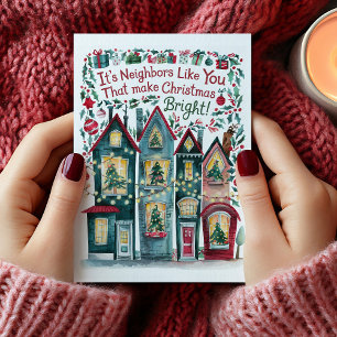 Watercolor Buurtgenoot Kerstkaart Feestdagen Kaart