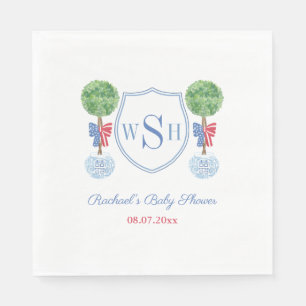 Watercolor Buxus Monogram Baby Shower Feestje Servet