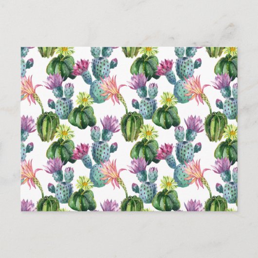Watercolor Cacti Art Pattern Briefkaart (Voorkant)