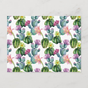 Watercolor Cacti Art Pattern Briefkaart