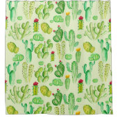 Watercolor Cacti Patroon Douchegordijn (Voorkant)
