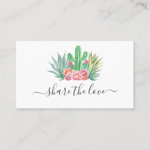 Watercolor Cactus Aanbevelingskaartje
