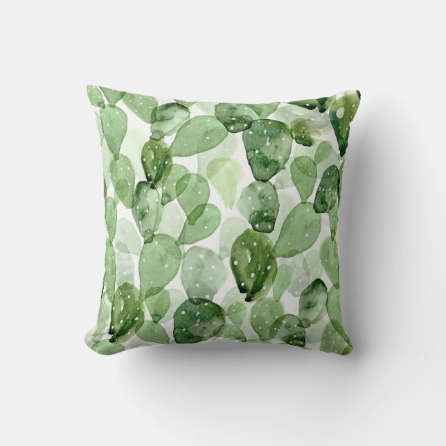 Watercolor Cactus Binnen-/Buitenkussen Kussen (Voorkant)