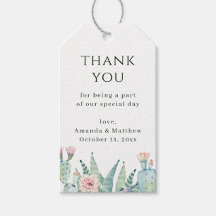Watercolor Cactus Bruiloft Bedankt. Woestijn Bloem Cadeaulabel