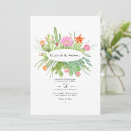Watercolor Cactus Bruiloft Kaart