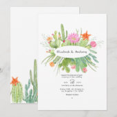 Watercolor Cactus Bruiloft Kaart (Voorkant / Achterkant)