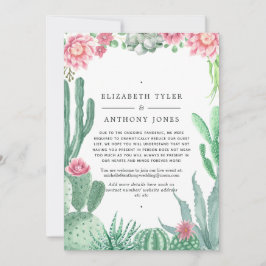 Watercolor Cactus Bruiloft met Beperkte Gastlijst Aankondiging