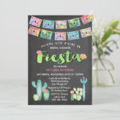 Watercolor Cactus Bruiloft Mexican Feest Kaart (Staand voorkant)