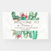 Watercolor Cactus Bruiloft Spandoek (Horizontaal)