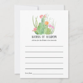 Watercolor Cactus Bruiloft Words of Wisdom Advieskaart