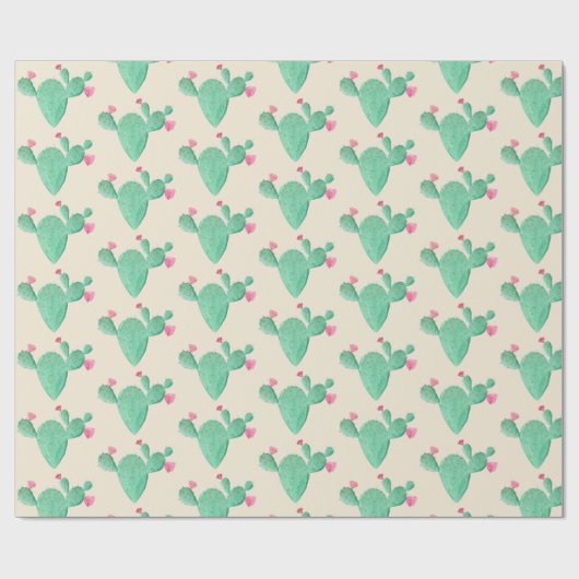 Watercolor Cactus Bruiloftsfeest Cadeaupapier (Vlak)