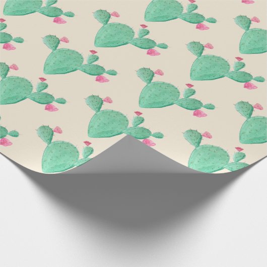 Watercolor Cactus Bruiloftsfeest Cadeaupapier (Hoek)