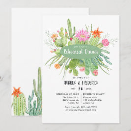 Watercolor Cactus Bruiloftsrepetitie Diner Kaart