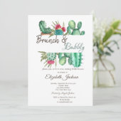 Watercolor Cactus Brunch & Bubbels Kaart (Staand voorkant)