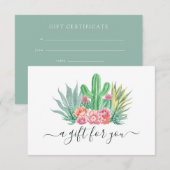 Watercolor Cactus Cadeaubon (Voorkant / Achterkant)