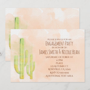 Watercolor Cactus Eenvoudige Zuidwestelijke Uitnod Kaart