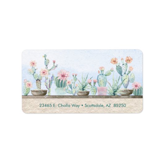Watercolor Cactus Etiket (Voorkant)