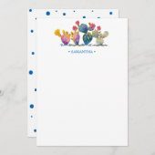 Watercolor Cactus Gepersonaliseerd Briefpapier Notitiekaartje (Voorkant / Achterkant)