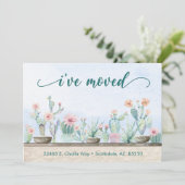 Watercolor Cactus Ik Ben Verhuisd Aankondiging (Staand voorkant)