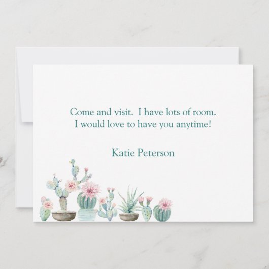 Watercolor Cactus Ik Ben Verhuisd Aankondiging (Achterkant)