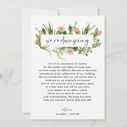 Watercolor Cactus Kleinere Trouwupdate Downsizen Kaart (Voorkant)