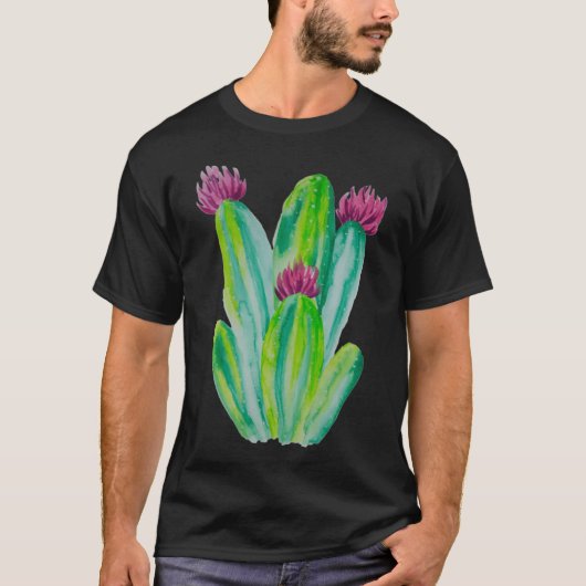 Watercolor Cactus Kunst T-shirt (Voorkant)