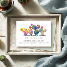 Watercolor Cactus Nieuw Huis Verhuisbericht