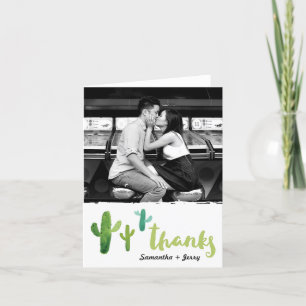Watercolor Cactus Photo Thank You Card Bedankkaart