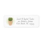 Watercolor Cactus Potplant Vetplant Adres Etiket (Voorkant)