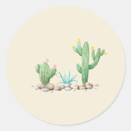 Watercolor Cactus Ronde Sticker