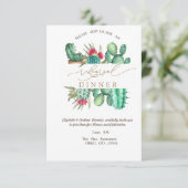 Watercolor Cactus Stippen Proefdiner Kaart (Staand voorkant)
