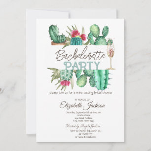 Watercolor Cactus Stippen Vrijgezellenfeestje Kaart