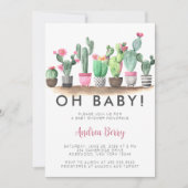 Watercolor Cactus Succulent Baby Shower Uitnodigin Kaart (Voorkant)